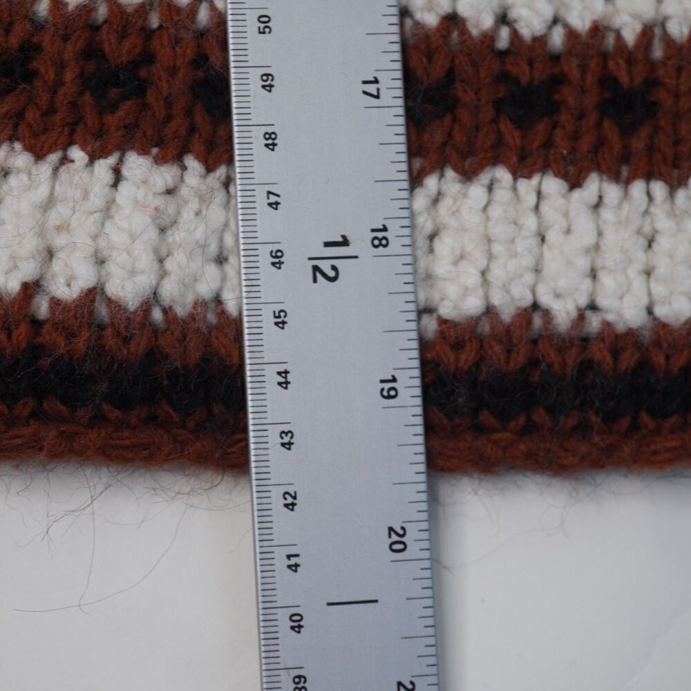 Anthropologie Elsamanda Alpaca Wool Sweater M Brown Ivory Stripe Chunky Cropped - Picture 6 of 8